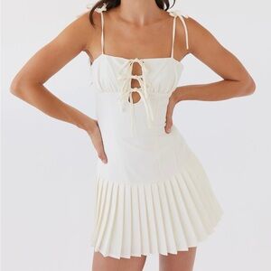 Peppermayo Ivory Tie-Front Mini Dress